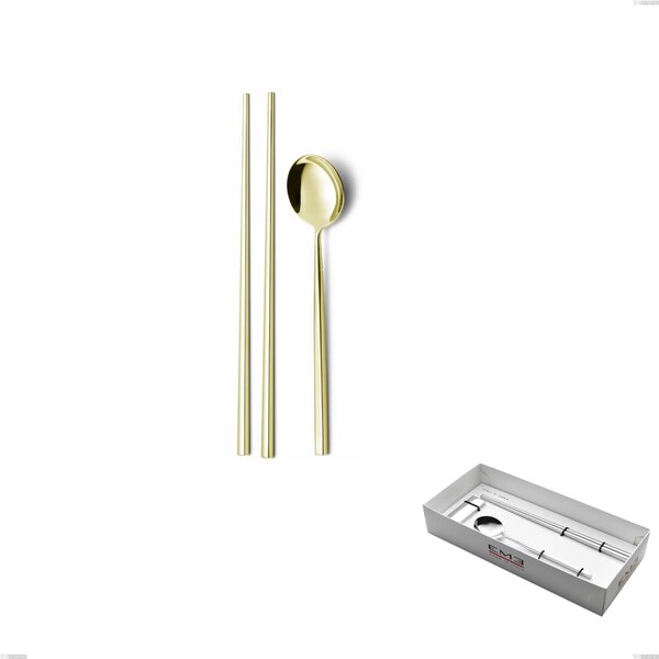 Sushi Cutlery Set for 1 Person in Kyoto Tin Gold Showcase Packaging, Stainless Steel (Aisi 304) with Polished Steel PVD Treatment