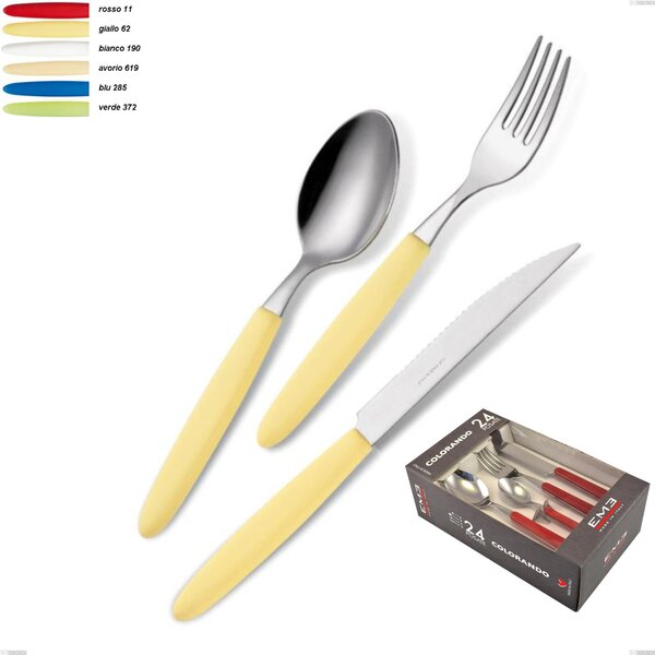 Light Coloured Cutlery Set 24 Pieces, Stainless Steel 18.c