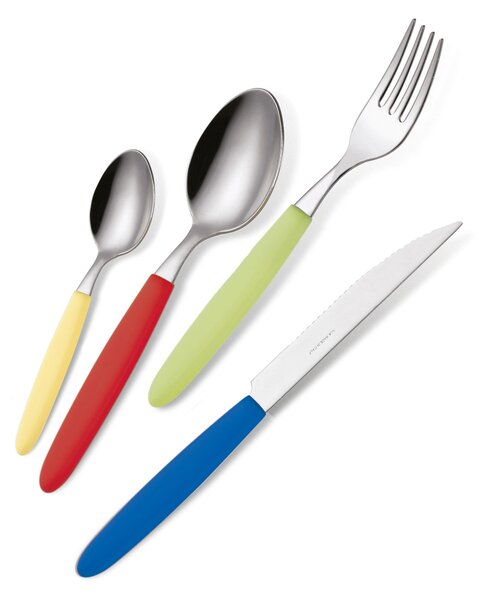 Coloured Cutlery Set 24 Pieces LIGHT 6 Knives 6 Forks 6 Spoons 6 Coffee Spoons, Polypropylene Handle (Mixed Colour 24 Pieces) Light