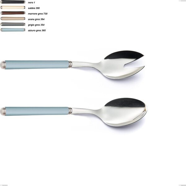 Gres Line Salad Cutlery Set, 18/10 AISI 304 Stainless Steel with Acrylic Handles, Length 238 mm, Name: Linea Gres