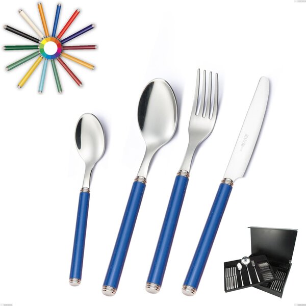 75-Piece Cutlery Set in Wooden Case, Polished 18/10 Stainless Steel (AISI304), Linea Acrylic Handles