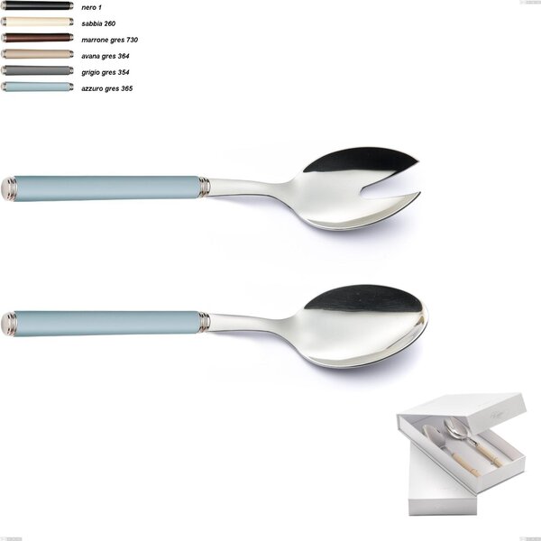 2-piece Salad Set Linea Gres in Book-style Box, 18/10 AISI 304 Stainless Steel with Acrylic Handles