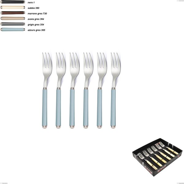 Showcase Pack 6 Pieces Dessert Forks Linea Gres, Stainless Steel 18/10 AISI 304 with Acrylic Handles Linea Gres