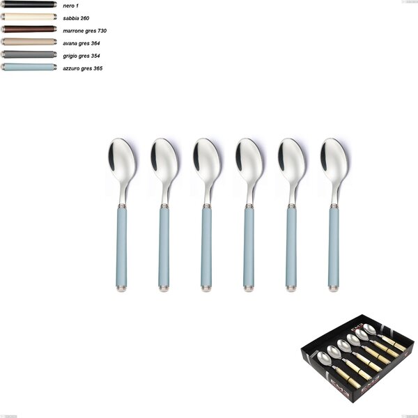 Showcase Pack 6 Pieces Coffee Spoon Linea Gres, Stainless Steel 18/10 AISI 304 with Acrylic Handles