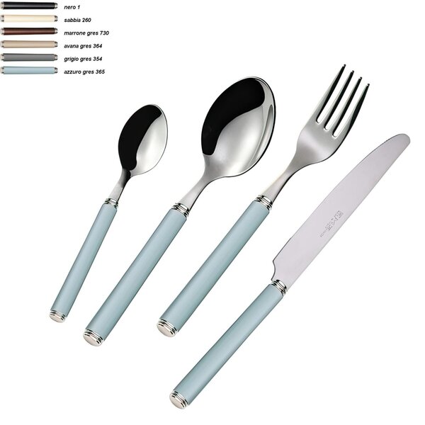 Coloured Cutlery Set 4 Pieces LINEA GRES 1 Knife 1 Fork 1 Spoon 1 Coffee Spoon in Stainless Steel 18/10
