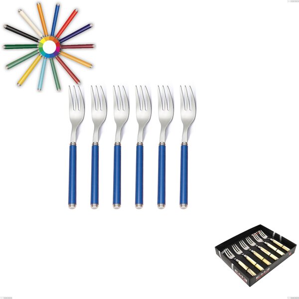 Showcase Pack of 6 Dessert Forks, Linea, Polished 18/10 Stainless Steel (AISI304), Acrylic Handles
