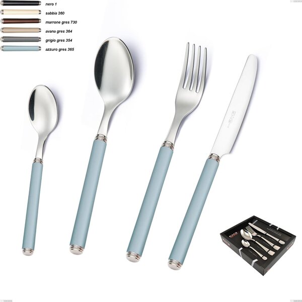 24 Piece Cutlery Set Linea Gres in Display Case, 18/10 AISI 304 Stainless Steel with Acrylic Handles Linea Gres