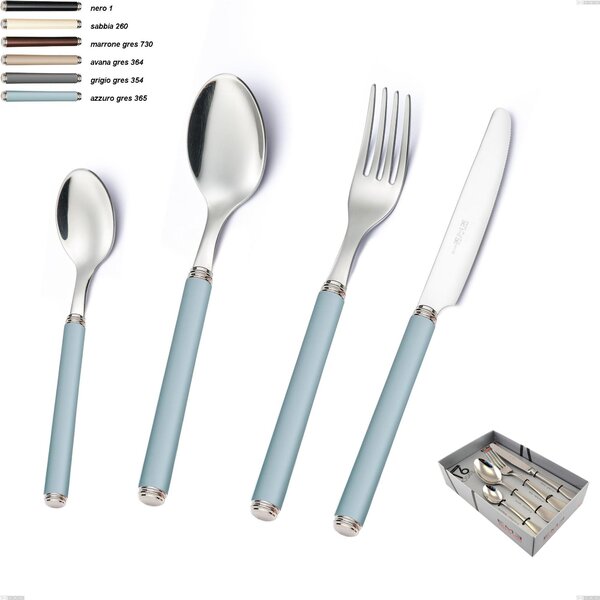 16-Piece Linea Gres Cutlery Set in Display Box, 18/10 AISI 304 Stainless Steel with Acrylic Handles