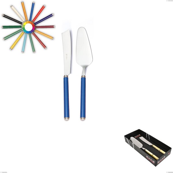 Showcase Set 2 Pieces, Serving Spoon and Cake Knife from Linea, Polished 18/10 Stainless Steel (AISI304), Acrylic Handles