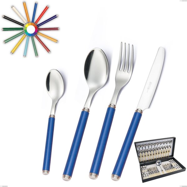 49-Piece Cutlery Set from Linea in Canteen Box, Polished 18/10 Stainless Steel (AISI304), Acrylic Handles