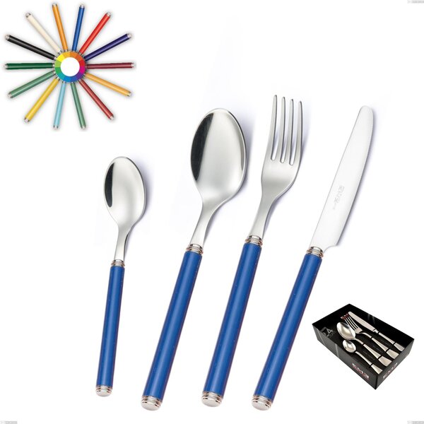 24 Piece Cutlery Set from Linea in Display Box, Polished 18/10 Stainless Steel (AISI304), Acrylic Handles