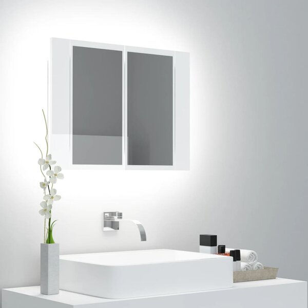 LED Bathroom Mirror Cabinet High Gloss White 60x12x45 cm Acrylic