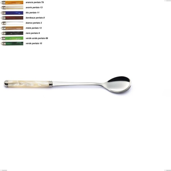 Pearl Line Spoon for Drinks, Stainless Steel 18/10 (AISI304) Length 216 mm, ABS Handle with Double Ring, Dishwasher Safe