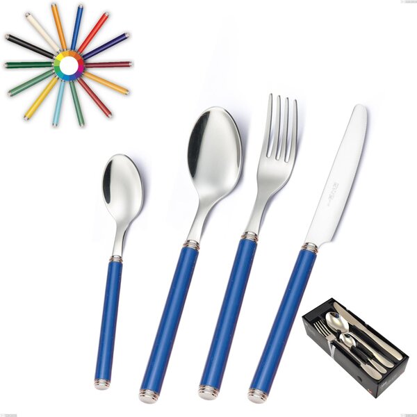 24-Piece Cutlery Set from Linea in Space-Saving Packaging, Polished 18/10 Stainless Steel (AISI304), Methacrylate Handles