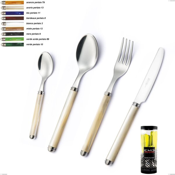 Cylinder Packaging Cutlery Set 24 Pieces pearl line collection, Stainless Steel 18/10 (AISI304)