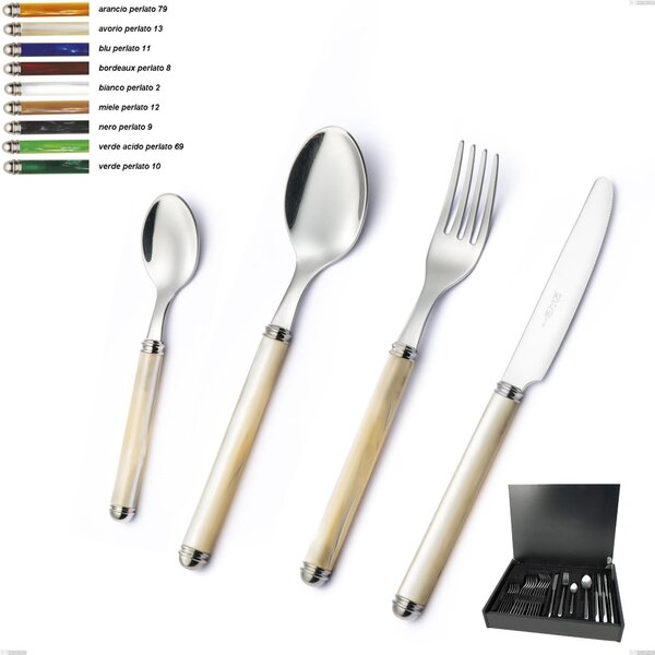 24-Piece Cutlery Set in Wooden Case pearl line collection, Stainless Steel 18/10 (AISI304)