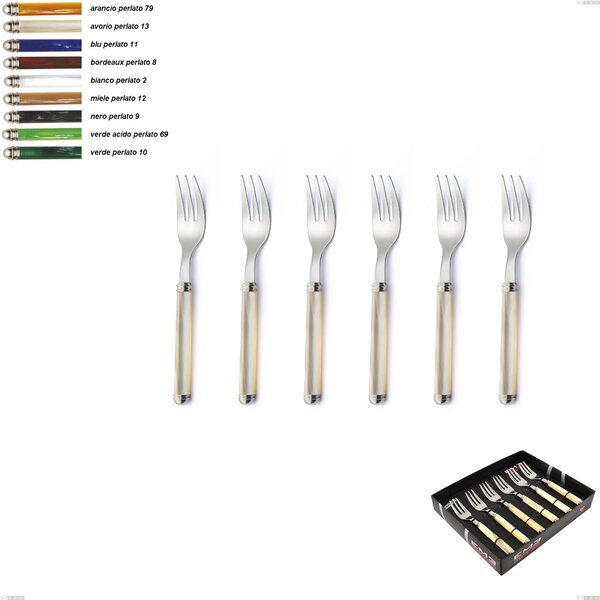 Showcase Pack of 6 Dessert Forks Pearl Line, Stainless Steel 18/10 (AISI304)
