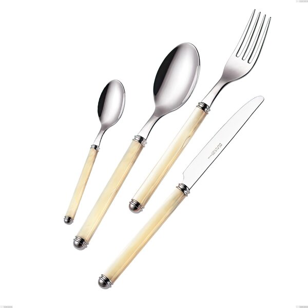 Pearl Line Dessert Spoon, 18/10 Stainless Steel (AISI304) Length 185 mm ABS Handle Double Ring Dishwasher Safe