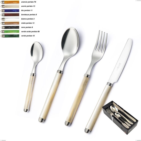 Pearl Line 24-Piece Cutlery Set in Space-Saving Packaging, Stainless Steel 18/10 (AISI304)