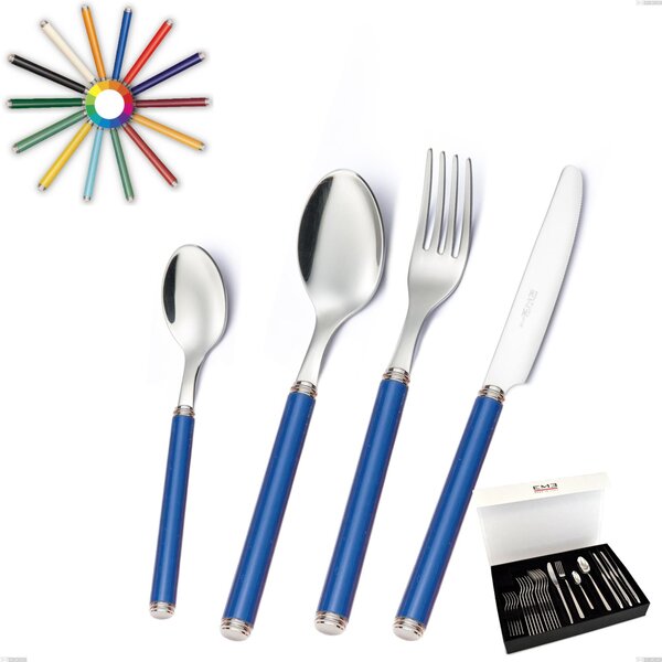 Coloured Cutlery Set LINEA 24 Pieces in 18/10 Stainless Steel with Gift Box