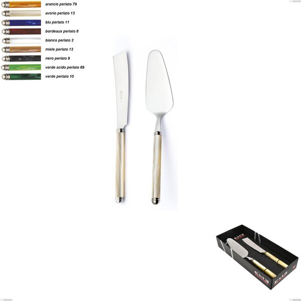 Showcase Set 2 Pieces, Serving Spoon and Cake Knife Pearl Line, Stainless Steel 18/10 (AISI304) Pearl Line