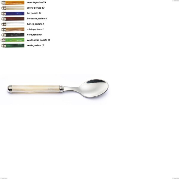 Pearl line collection Coffee Spoon in 18.10 AISI430 Steel, 14.7 cm Length, ABS Handle, Double Ring, Dishwasher Safe
