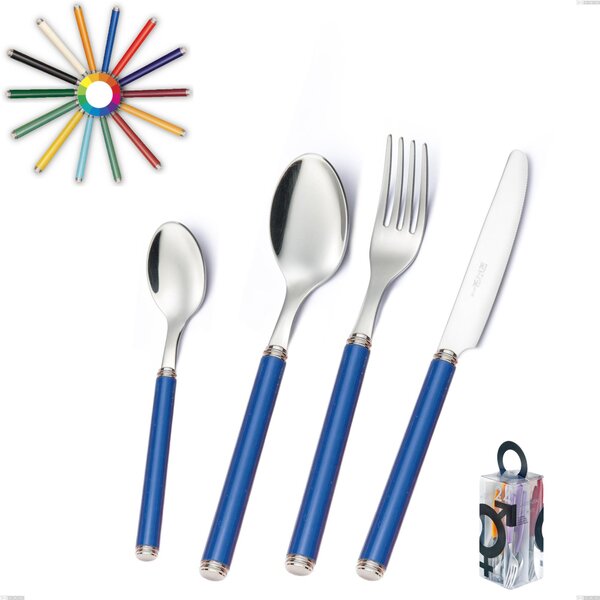 You&Me 24 Piece Cutlery Set, Linea, Polished 18/10 Stainless Steel (AISI304), Acrylic Handles