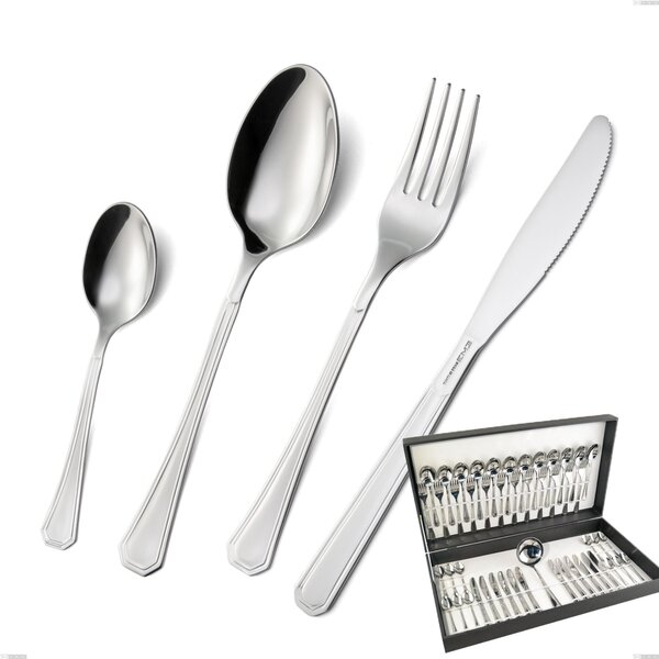Loira 49 Piece Cutlery Set in Canteen Box, Economical Knife, Polished AISI 304 Stainless Steel, 2 mm Thickness, Classic Design