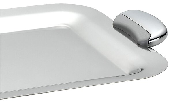 Rectangular Tray with Handles JOINT EME 48x26 cm in Polished Stainless Steel, Handle in Die-Cast Metal with Polished and Sandblasted Finish