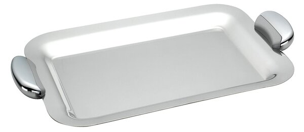 JOINT EME Rectangular Tray 38x27.5 cm - without handles in polished stainless steel, handle in die-cast metal with polished and sandblasted finish