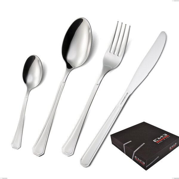 Loira 75-Piece Cutlery Set in Gift Box, Economic Knife, Polished AISI 304 Stainless Steel, 2 mm Thickness, Classic Design