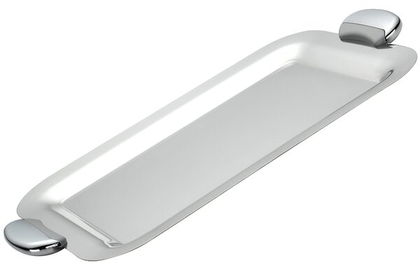 Rectangular Tray with Handles JOINT EME 48x26 cm in Polished Stainless Steel, Handle in Die-Cast Metal with Polished and Sandblasted Finish