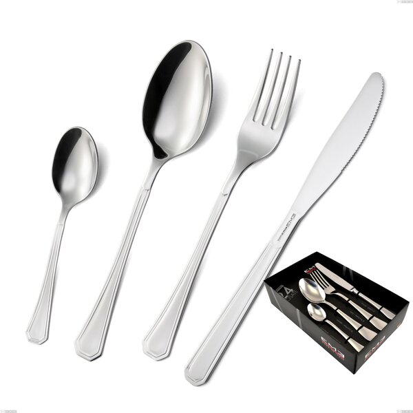 Loira 24 Piece Cutlery Set in Showcase Box, Economic Knife, Polished AISI 304 Stainless Steel, 2 mm Thickness, Classic Design