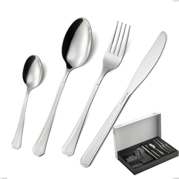 Loira 30-Piece Cutlery Set in Panoramic Packaging, Economical Knife, Polished AISI 304 Stainless Steel, 2 mm Thickness, Classic Design