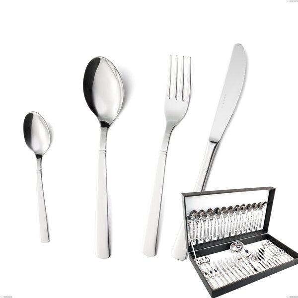Lux 51-Piece Cutlery Set in Canteen Box, Polished Stainless Steel AISI 304, 2.5 mm Thickness