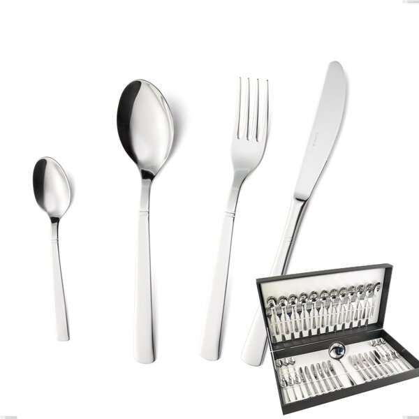 Lux 49-Piece Cutlery Set in Canteen Box, Polished Stainless Steel AISI 304, 2.5 mm Thickness