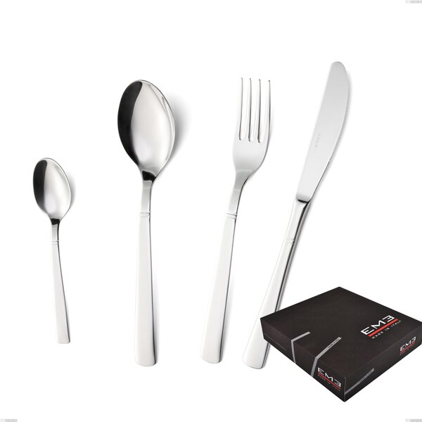Lux 49 Pieces Cutlery Set in Gift Box, Polished Stainless Steel Aisi 304, 2.5 mm Thickness
