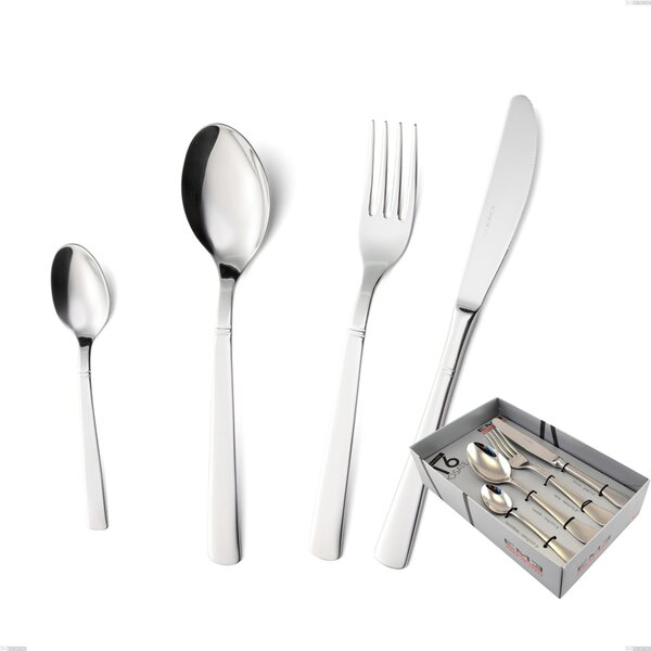 Lux 16-piece cutlery set in showcase box, Polished Aisi 304 stainless steel, 2.5 mm thickness