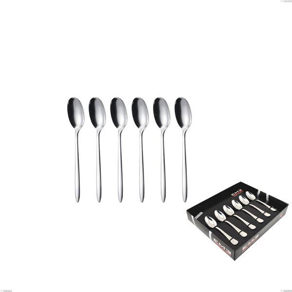 Set of 6 Live Moka Spoons in Display Box, Polished Stainless Steel (Aisi 304)