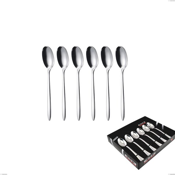Set of 6 Live Coffee Spoons in Display Box, Polished Stainless Steel (Aisi 304)