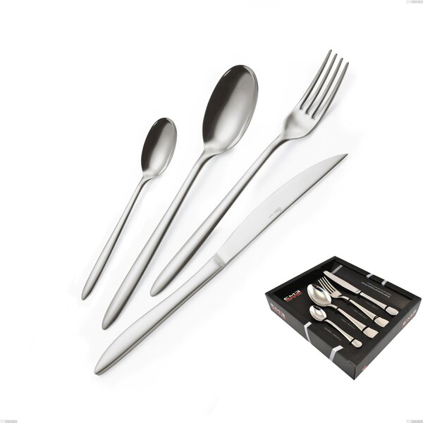 Live 24-piece cutlery set in showcase box, economical knife, polished stainless steel (Aisi 304)