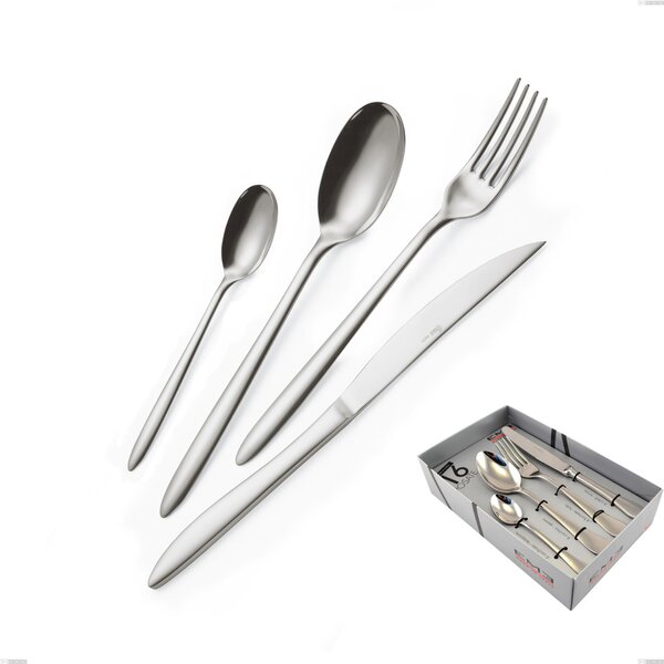 Live 16-piece cutlery set in showcase packaging, economical knife, polished stainless steel (Aisi 304)