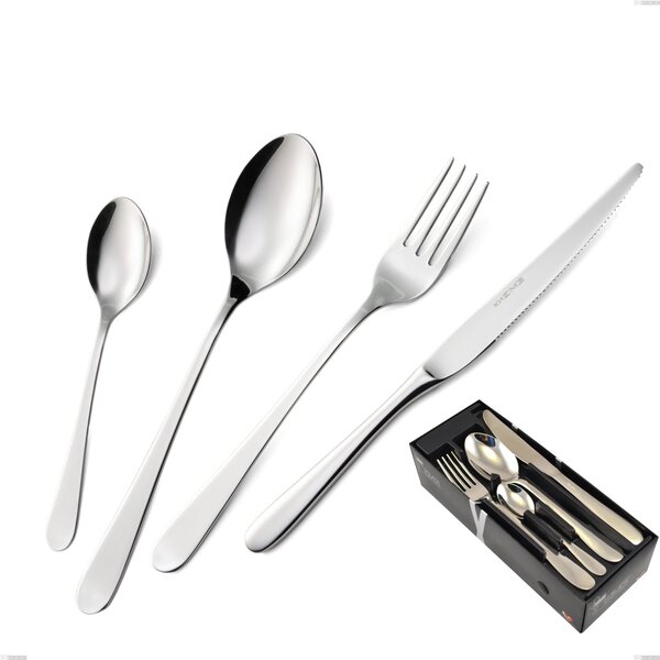 Lady 24-Piece Cutlery Set in 18.10 Mirror-Polished Stainless Steel 2.5 mm with Space-Saving Packaging