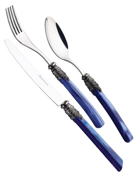 Coloured Cutlery Set 4 Pieces LYON in 18.10 Stainless Steel with Methacrylate Handle Dishwasher Safe EME