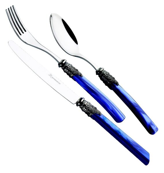 Coloured Cutlery Set 4 Pieces LYON in 18.10 Stainless Steel with Methacrylate Handle Dishwasher Safe EME