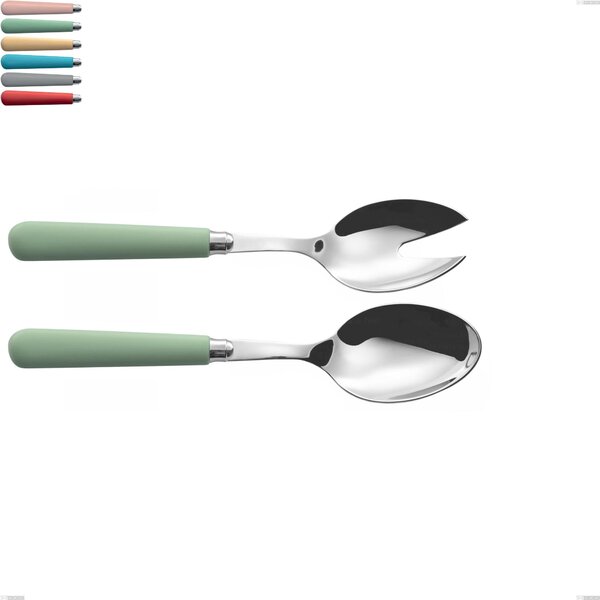 Macarons Salad Cutlery Pair, Stainless Steel 18.10 Length 234 mm, Acrylic Handles Polished Stainless Steel