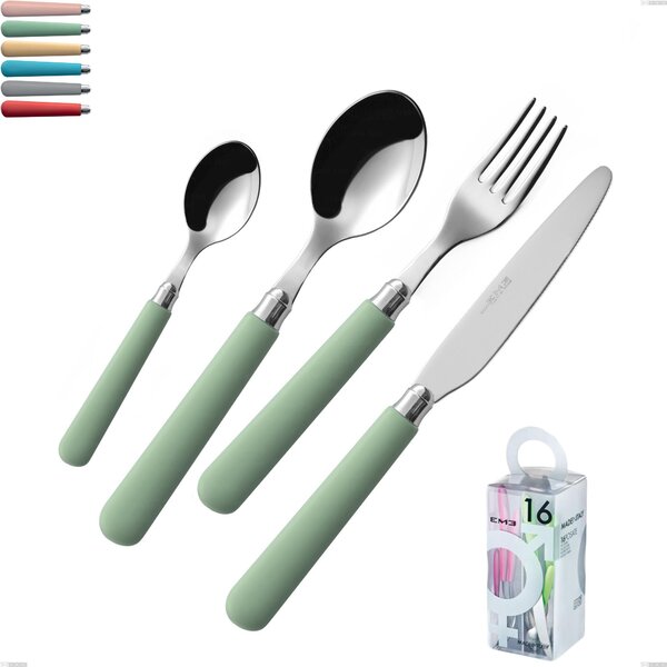 You&Me 16 Pieces Macarons Cutlery Set, 18.10 Stainless Steel with Polished Acrylic Handles