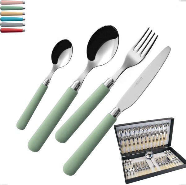 49 Piece Macarons Cutlery Set in Canteen Box, 18.10 Stainless Steel with Polished Acrylic Handles