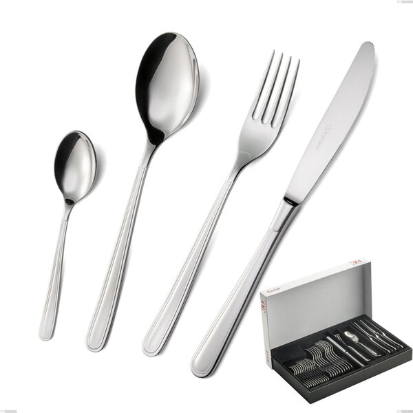 Medea 30-piece cutlery set in panoramic packaging, polished Aisi 304 stainless steel, 3 mm thickness
