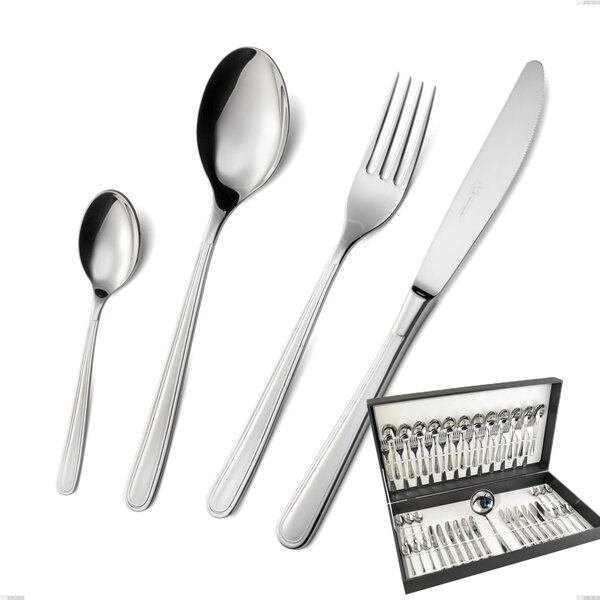 Medea 49-Piece Cutlery Set in Canteen Box, Polished AISI 304 Stainless Steel, 3 mm Thickness